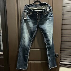 Silver Jeans Deep Blue Denim with Contrasting Stitching